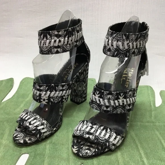 Nicole Miller Beautiful Black & White Heels - Picture 2 of 9